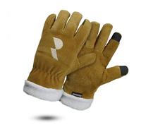 ROSTAING Gants MONTBLANC - Paire Chaud en Cuir Fourré et Tactiles - Idéal pour Travaux Extérieurs et Manipulation du Bois - Confortable, Antifroid avec Doublure en Molleton