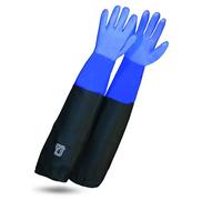 ROSTAING Gants WETPRO - Paire de Gants de Travail Etanches - Pour l'Entretien des Bassins, Fosses ou Aquariums - Gants de protection longs et imperméables bleu et noir - Utilisés pour la plomberie