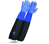 ROSTAING Gants WETPRO - Paire de Gants de Travail Etanches - Pour l'Entretien des Bassins, Fosses ou Aquariums - Gants de protection longs et imperméables bleu et noir - Utilisés pour la plomberie