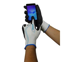 ROSTAING MAXSTRONG.H-IT09 Gant Serie Touch Homme Gros Travaux Résistance à la Coupure, Leash Poignet Fonction Tactile, Noir/blanc, 25 x 12 x 1.2 cm