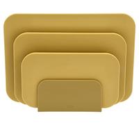 Rosti Chaptima Set de 3 Planches à Découper en Plastique - Lavable au Lave-Vaisselle - avec Support de Rangement, Curry