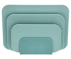 Rosti Chaptima Set de 3 Planches à Découper en Plastique - Lavable au Lave-Vaisselle - avec Support de Rangement, Nordic Green