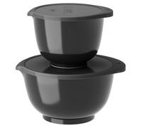 Rosti Margrethe Set de 2 Bols Mélangeurs en Plastique - 2 Couvercles Inclus - Saladiers Hermétiques - 1,5 Litres et 3 Litres, Edition Noir