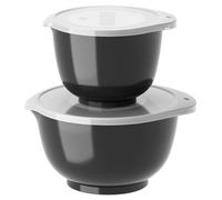 Rosti Margrethe Set de 2 Bols Mélangeurs en Plastique - 2 Couvercles Inclus - Saladiers Hermétiques - 1,5 Litres et 3 Litres, Noir