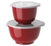 Rosti Margrethe Set de bols, Set de 4 bols à mélanger, avec 2 bols à mélanger et 2 couvercles, en plastique recyclable, 1,5 litres et 3 litres, rouge