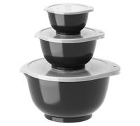 Rosti Margrethe Set de bols, Set de 6 bols à mélanger, avec 3 bols à mélanger et 3 couvercles, en plastique recyclable, 0,25 litre, 0,75 litre et 3 litres, Carbon Black (Noir)