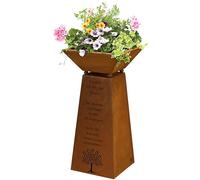 Rostikal Colonne de plantes de 72 cm - Colonne de jardin décorative en métal - Avec bac à fleurs et citation familiale au design rouillé - Fabriqué à la main, de qualité supérieure et durable
