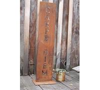 Rostikal Déco Bouclier pour Jardin Porte Entrée, Rust Déco Stèle Rouille Noble - Marron, Rouille Noble, Carpe Diem 71 cm