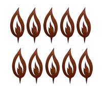 Rostikal Lot de 10 flammes décoratives rouillées - 5 cm - Décoration de Noël rouillée - Pour l'Avent - Avec flamme à brancher - Aspect rouille