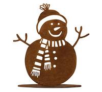 Rostikal Patine Bonhomme de Neige Norbert, Winterdeko avec Pfiff - Marron, 2