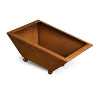Rostikal Pot de fleurs carré profond 40 x 40 x 15 cm sur boules en acier | Acier Corten prêt à l'emploi, bol de 15 cm de profondeur sur quatre boules en acier, fentes de drainage dans les coins