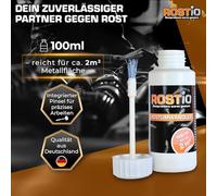 Rostio Convertisseur de rouille 3X 100 ml - Décapant à la brosse - Convertisseur de rouille & sous-couche - pour voiture, acier & fer - pas de rinçage - peut être recouvert après 6-8 h - efficace