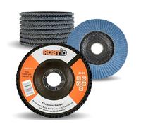 Rostio Lot de 10 disques à lamelles en acier inoxydable 125 mm Grain 80 Bleu