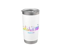 Rostock Skyline Paysage urbain coloré Gobelet isotherme en acier inoxydable double paroi