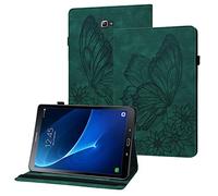 Rostsant Coque Galaxy Tab A6 Housse en Cuir PU Portefeuille Papillon en Relief Porte-Stylo Etui Tablette pour Samsung Galaxy Tab A 10.1 Pouces 2016 SM-T580 / SM-T585 - Vert Foncé