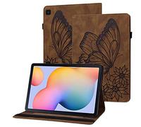 Rostsant Coque Galaxy Tab S6 Lite 2022/2020 Housse en Cuir PU Papillon en Relief Etui de Protection Tablette Samsung Galaxy Tab S6 Lite 2020/2022 10.4 Pouces SM-P610/P615/P613/P619 - Brun