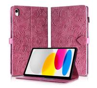 Rostsant Coque iPad 10.Generation 2022 10,9 Pouces en Cuir PU Portefeuille Stand Support Etui Coque Protection Tablette für iPad 10.Generation 2022 10,9 Pouces Rose Rouge