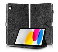Rostsant Coque iPad 10e génération 10.9" 2022 A2757 Housse en Cuir PU Portefeuille Stand Support Etui Coque Protection Tablette für iPad 10e génération 10.9 Pouces 2022 A575- Noir