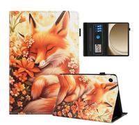 Rostsant Coque pour Samsung Galaxy Tab A11+ 11 Pouces 2025 SM-X230/SM-X235/SM-X236B Impression Graphique Housse en Tablette Cuir PU Protection pour Galaxy Tab A11 Plus Renard en Fleur