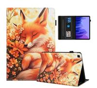 Rostsant Coque pour Samsung Galaxy Tab A7 Impression Graphique Housse en Tablette Cuir PU Protection pour Samsung Galaxy Tab A7 T500/T509/T505/T507 Renard en Fleur