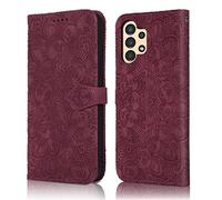 Rostsant Coque Samsung Galaxy A13 SM-135f/SM-137F Housse en Cuir PU Mandala en Relief Galaxy A13 Magnétique Portefeuille Pochette Etui de Protection pour Samsung Galaxy A13 4G / 5G - Bordeaux