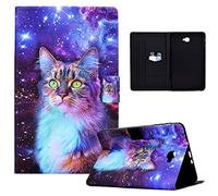 Rostsant Coque Samsung Tab A6 10.1" Housse en Cuir PU & TPU Case avec Fonction Réveil/Sommeil Auto Étui de Protection pour Samsung Galaxy Tab A6 2016 10.1 Pouces SM-T580 / SM-T585 - Chat étoile