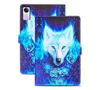 Rostsant Coque Xiaomi Redmi Pad SE 11 Pouces 2023 Housse en Cuir PU Portefeuille Etui de Protection pour Xiaomi Redmi Pad SE 11 Pouces 2023 Loup Blanc