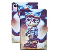 Rostsant Coque Xiaomi Redmi Pad SE 11 Pouces 2023 Housse en Cuir PU Portefeuille Etui de Protection pour Xiaomi Redmi Pad SE 11 Pouces 2023 Chat d'aventure