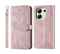 Rostsant Handyhülle für Xiaomi Redmi Note 13 4G Geprägter Baum PU Leder Xiaomi Redmi Note 13 4G Flip Case Brieftasche Tasche Hülle für Redmi Note 13 4G Rosengold