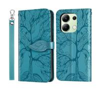 Rostsant Handyhülle für Xiaomi Redmi Note 13 4G Geprägter Baum PU Leder Xiaomi Redmi Note 13 4G Flip Case Brieftasche Tasche Hülle für Redmi Note 13 4G Blau
