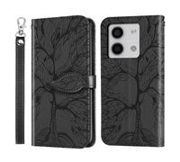 Rostsant Handyhülle für Xiaomi Redmi Note 13 5G Geprägter Baum PU Leder Xiaomi Redmi Note 13 5G Flip Case Brieftasche Tasche Hülle für Redmi Note 13 5G Schwarz