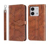 Rostsant Handyhülle für Xiaomi Redmi Note 13 5G Geprägter Baum PU Leder Xiaomi Redmi Note 13 5G Flip Case Brieftasche Tasche Hülle für Redmi Note 13 5G Braun