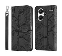Rostsant Handyhülle für Xiaomi Redmi Note 13 Pro+ 5G Geprägter Baum PU Leder Xiaomi Redmi Note 13 Pro Plus Flip Case Brieftasche Tasche Hülle für Xiaomi Note 13 Pro+ 5G Schwarz