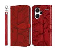 Rostsant Handyhülle für Xiaomi Redmi Note 13 Pro+ 5G Geprägter Baum PU Leder Xiaomi Redmi Note 13 Pro Plus Flip Case Brieftasche Tasche Hülle für Xiaomi Note 13 Pro+ 5G Rot