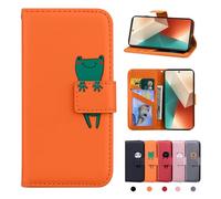 Rostsant Xiaomi Redmi Note 13 5G Hülle PU Leder Brieftasche Xiaomi Redmi Note 13 5G Schutzhülle Stehfunktion Magnetic Closure Handyhülle für Redmi Note 13 5G Oranger Frosch