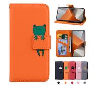 Rostsant Xiaomi Redmi Note 13 Pro+ 5G Hülle PU Leder Brieftasche Xiaomi Note 13 Pro Plus 5G Schutzhülle Stehfunktion Magnetic Closure Handyhülle für Redmi Note 13 Pro+ Oranger Frosch