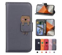Rostsant Xiaomi Redmi Note 13 Pro+ 5G Hülle PU Leder Brieftasche Xiaomi Note 13 Pro Plus 5G Schutzhülle Stehfunktion Magnetic Closure Handyhülle für Redmi Note 13 Pro+ Graubär