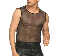 ROSVAJFY Débardeur pour homme - Sans manches - En maille transparente - Pour homme - Respirant - En maille - Pour homme - Pour le sport - Pour la gym - Noir, Noir , S