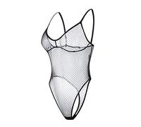 ROSVAJFY Femme Body Transparent Sexy Collant en Maille à Pois, Bodysuit Lingerie Une Pièce Taille Haute Hot, Body String Sous-Vêtements à Bretelles Spaghetti Maillot de Corps Noir S-XL (Noir)