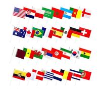 Rosvola 32 Pièces Drapeaux de Bâton de Coupes du Monde 2026, Drapeaux de Pays de Football en Polyester avec Ficelle Double Couche, Résistant à la Décoloration, pour les événements Scolaires de (#2)