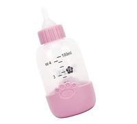 Rosvola Biberon d'allaitement pour Animaux de Compagnie 100 ML avec Motif de Patte en Silicone Prise Facile Idéal pour Les Chiots et Les Chatons Matériau Flexible et Sûr (Pink)