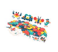 Rosvola Blocs à Motifs en Bois, Jouet Multi-Formes, Couleurs Vives, Puzzle éducatif pour Enfants de 3 à 6 Ans, avec 180 Pièces de Blocs de Bois
