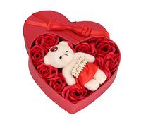 Rosvola Coffret Cadeau Fleur de Savon Rose, Fleurs de Bain Douces Romantiques pour Anniversaire de Mariage, Cadeau de Saint-valentin 17x15.5x4cm
