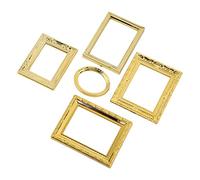 Rosvola Ensemble de 5 Cadres de Miroir pour Maison de Poupée 1:12, Cadres Miniatures Vintage pour Décoration de Maison de Poupée, Style Européen, Idéal pour Les Maisons de Jouets pour Filles