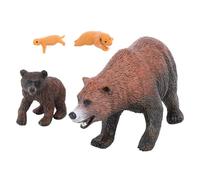 Rosvola Ensemble de Modèles d'ours pour L'apprentissage du Cycle de Croissance éducatif, Figurines d'ours Brun Réalistes, Modèle Animal en PVC 4 Pièces pour Les écoles et Les Maisons