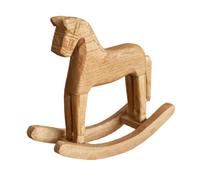 Rosvola Figurine de Cheval à Bascule en Bois, Bois de Pin sculpté à la Main | Grain de Pin, Base de Balancement Doux, Ornement de Table, étagère et Présentoir de Bureau, Intérieurs Nordiques et Rustiques
