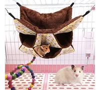 Rosvola Hamac à Trois Couches pour Hamsters et Petits Animaux de Compagnie, Toile Douce et Lit en Peluche, Sac de Couchage coloré, 32 X 32 X 3 Cm, Idéal pour Les Cages (Yellow)