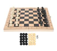 Rosvola Jeu de Backgammon D'échecs en Bois 3 en 1 pour Le Divertissement Familial, Jeu de société Pliable Portable, Artisanat Exquis, à Partir de 3 Ans (S)