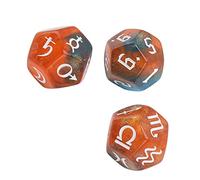 Rosvola Jeu de Dés Astrologiques Dés Runes à Paillettes 12 Faces pour la Divination et Les Jeux, Acrylique Durable, 3 Pièces (Style 2)