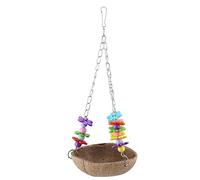 Rosvola Jouet Balançoire en Coquille de Noix de Coco pour Perroquet, Jouet à Mâcher Suspendu Durable et Non Toxique pour l'exercice des Oiseaux de Compagnie